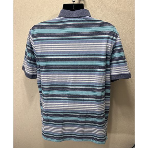 Cremieux mens polo shirt size XL stretch blue Purple striped side slit collared - Picture 3 of 4